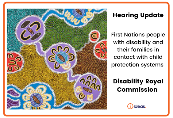 ‘Respectful Listening’ depicts the story of The Disability Royal Commission, translated into a traditional style of art and symbols used by many of Australia’s First peoples to share information and stories for thousands of years. This story is made up of seven people who are Elders and or respected members of their own communities. These seven people, the Commissioners, come from different community groups including Australia’s First People, people living with disability and the LGBTIQ+ community.