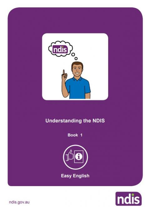 Man with speech bubble that has NDIS inside it