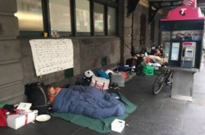 People sleeping outside on the streets